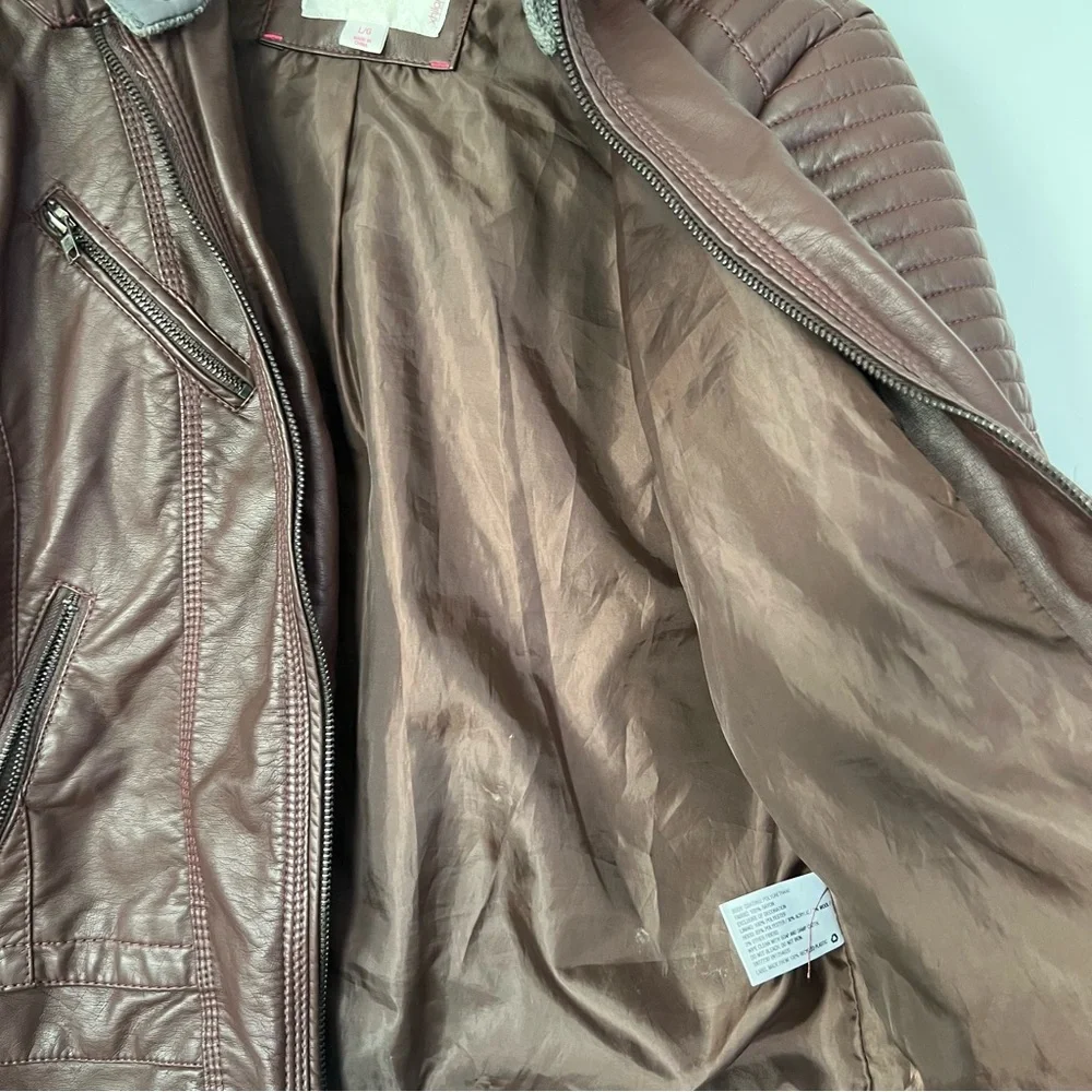 Xhilaration Brown Jacket with Gray Hood size Large